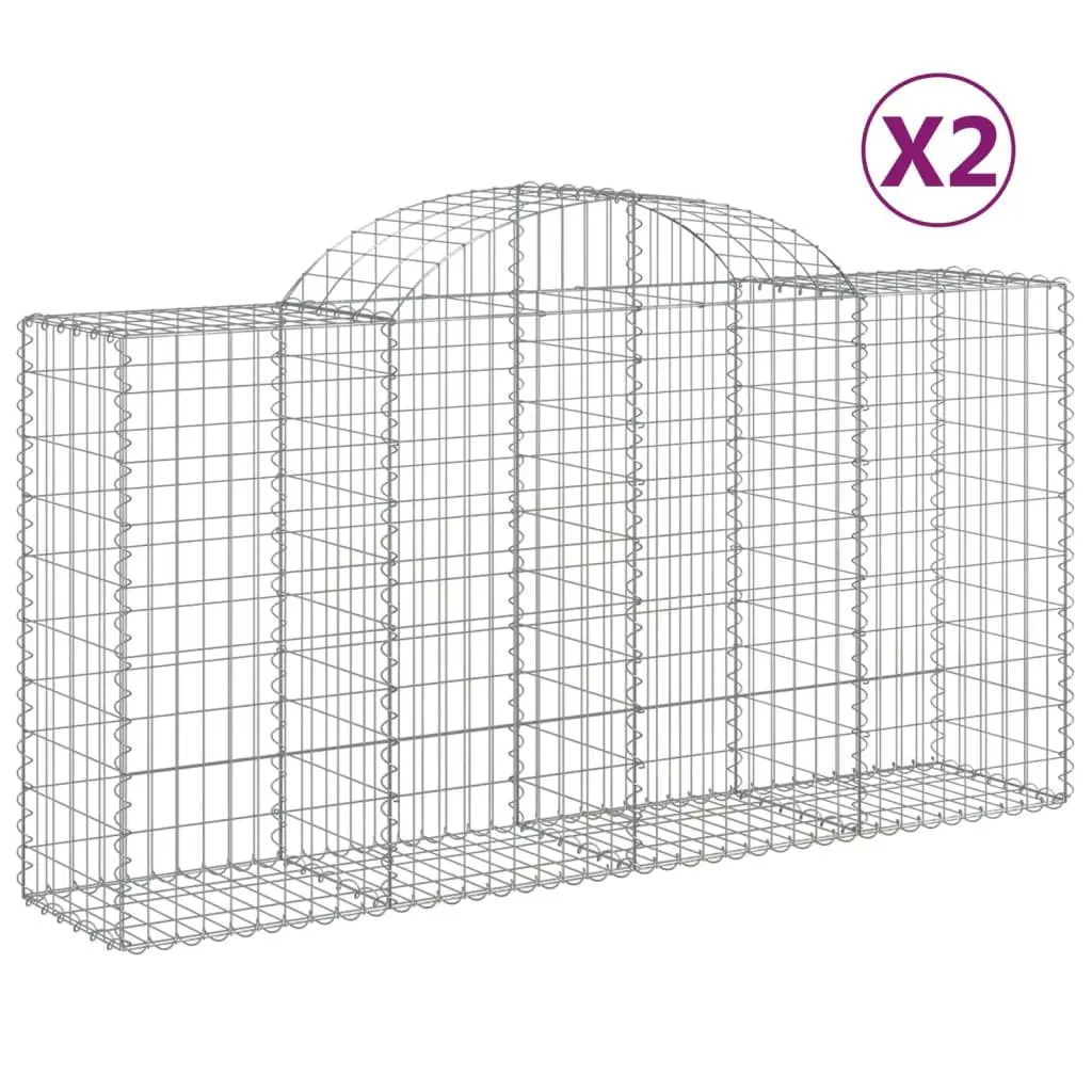 Arched Gabion Baskets Decorative Garden Barrier 200 x 50 x 100120 cm 2 pcs Corrosion Resistant Galvanised Iron
