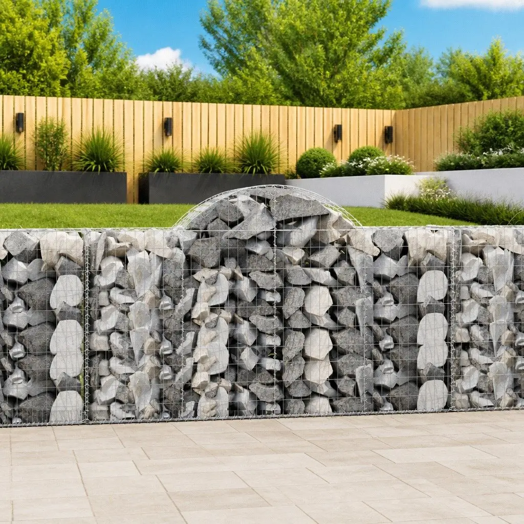 Arched Gabion Baskets Decorative Garden Barrier 200x50x100120cm 3 Piece