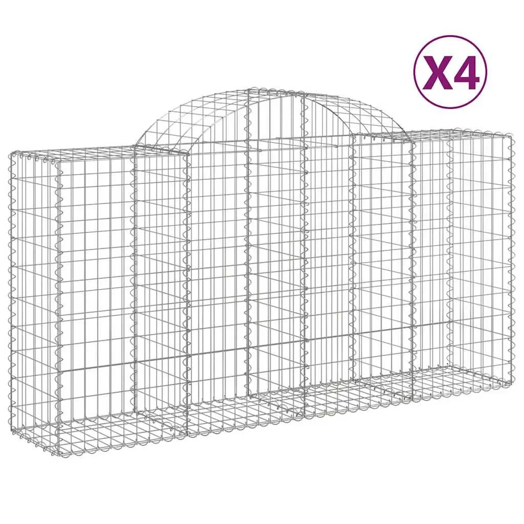 Arched Gabion Baskets Decorative Garden Barrier Silver 4 Piece