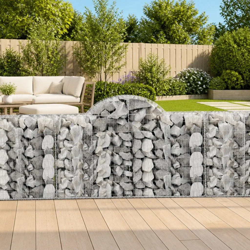 Arched Gabion Baskets 5 Piece Garden Barrier Retaining Wall Outdoor Decorative