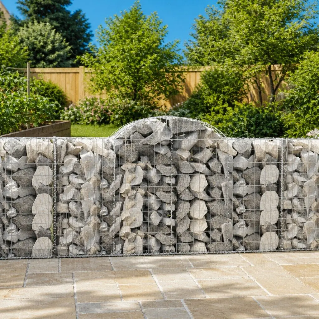 Arched Gabion Baskets Decorative Sound-Insulating 200x50x100120 cm 6 Piece Garden Retaining Wall Outdoor