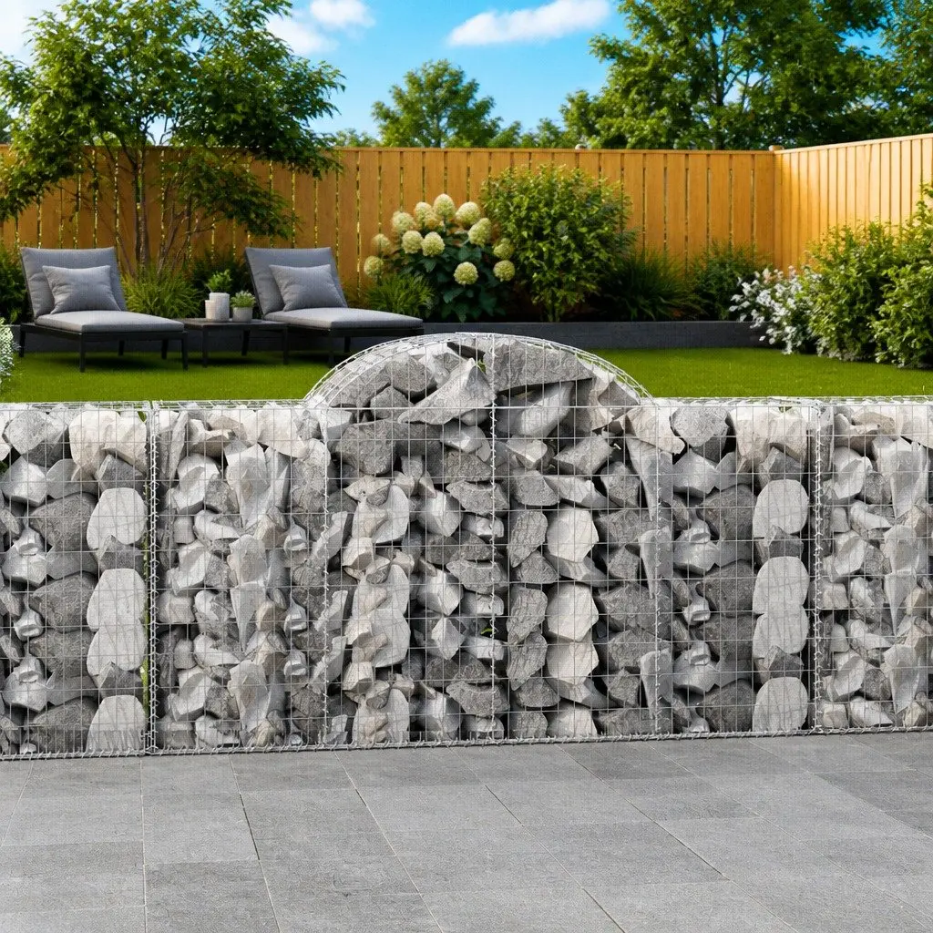 Arched Gabion Baskets 9 Piece Garden Barrier Decorative Retaining Wall Outdoor