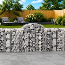 Arched Gabion Baskets 9pcs Garden Barrier Decorative Retaining Wall Outdoor