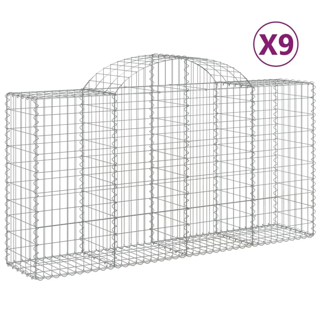 Arched Gabion Baskets 9 Piece Garden Barrier Decorative Retaining Wall Outdoor