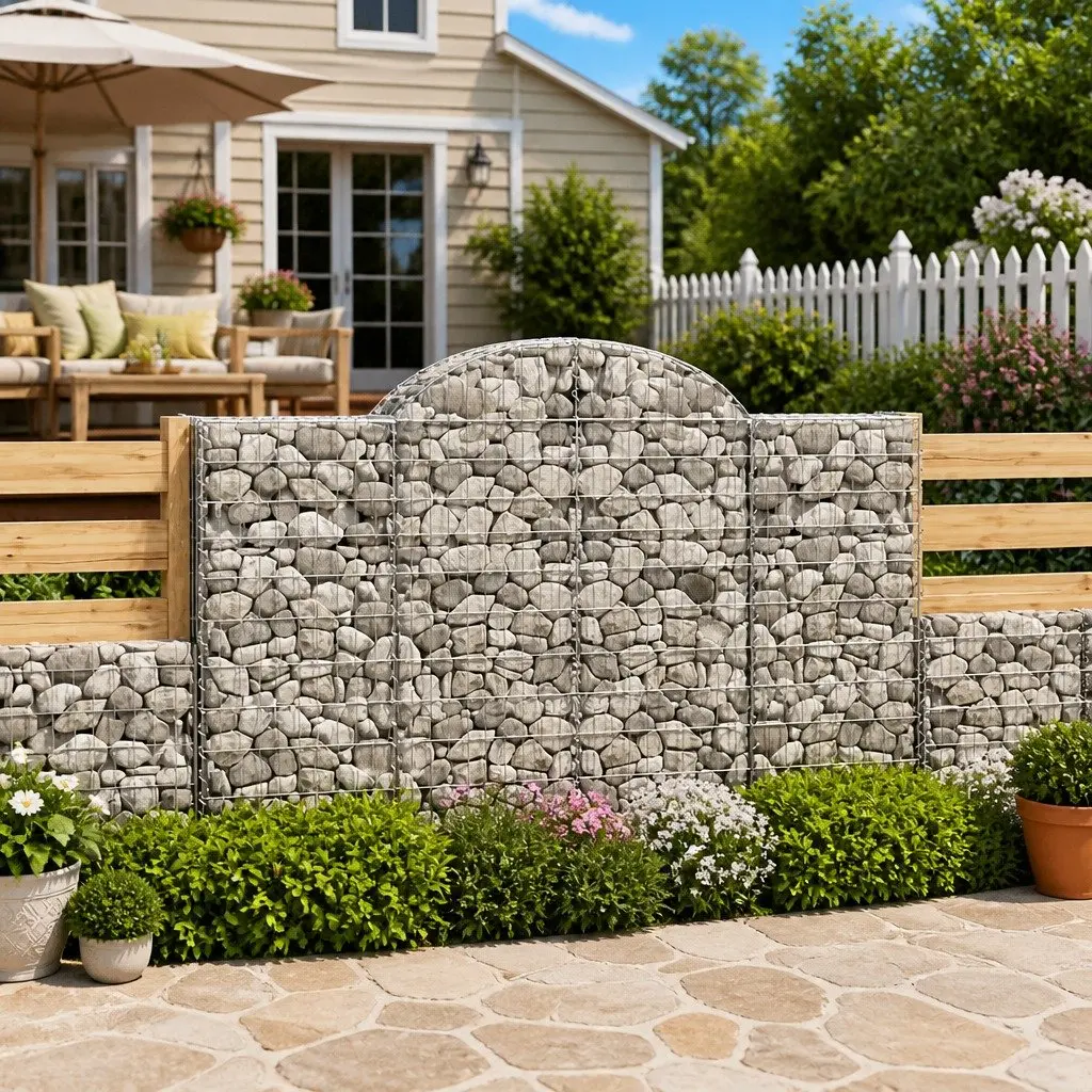 Arched Gabion Baskets Decorative Garden Barrier 200 x 50 x 120 cm 2 pcs