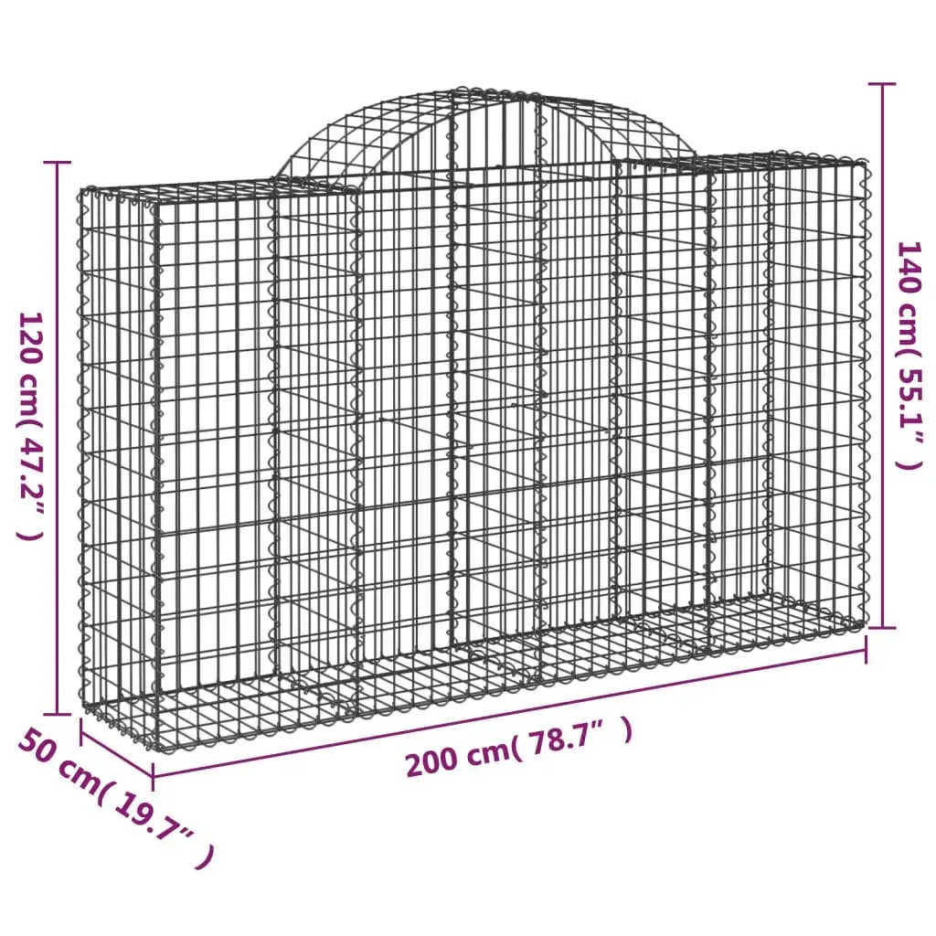 Arched Gabion Baskets Decorative Garden Barrier 200 x 50 x 120 cm 2 pcs