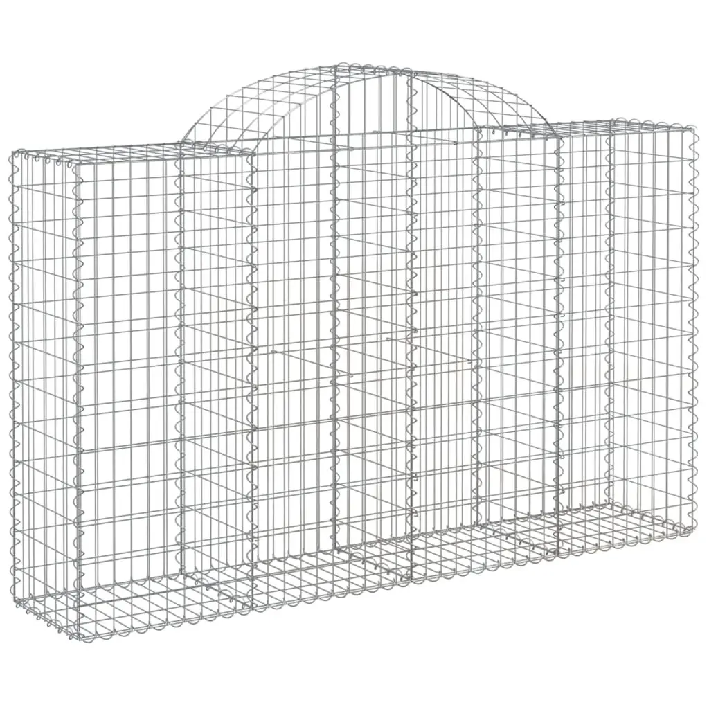 Arched Gabion Baskets Decorative Garden Barrier 3 Piece Set Silver 200 x 50 x 120140 cm