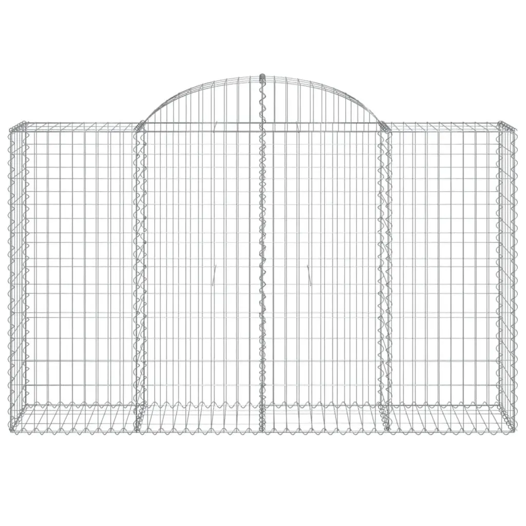Arched Gabion Baskets Decorative Garden Barrier 3 Piece Set Silver 200 x 50 x 120140 cm