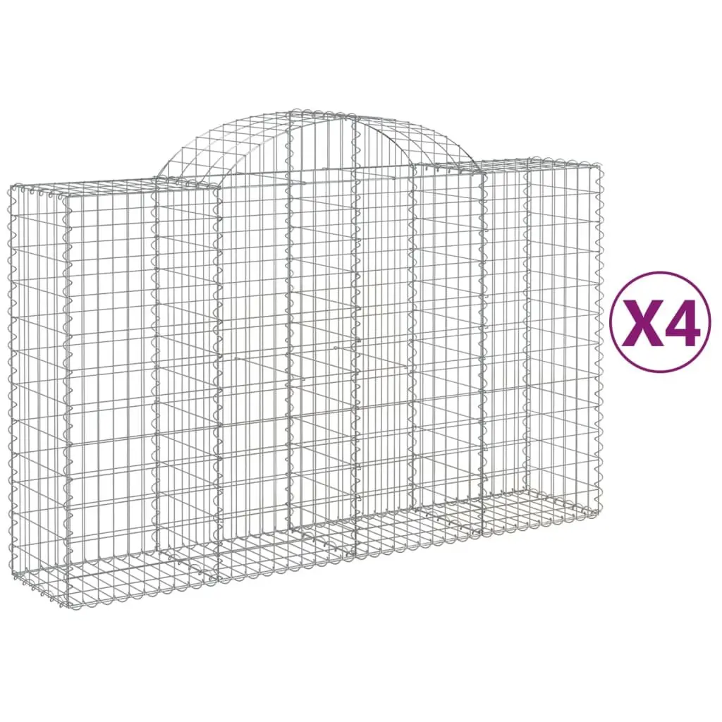 Arched Gabion Baskets Decorative Garden Barrier 200 x 50 x 120 cm Silver 4 Piece