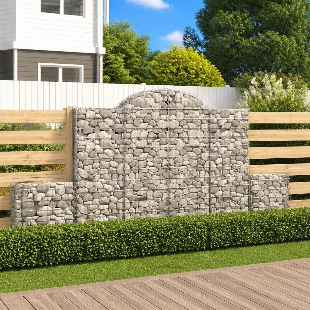 Arched Gabion Baskets Decorative Garden Retaining Wall Barrier 200 x 50 x 140160 cm 2 pcs