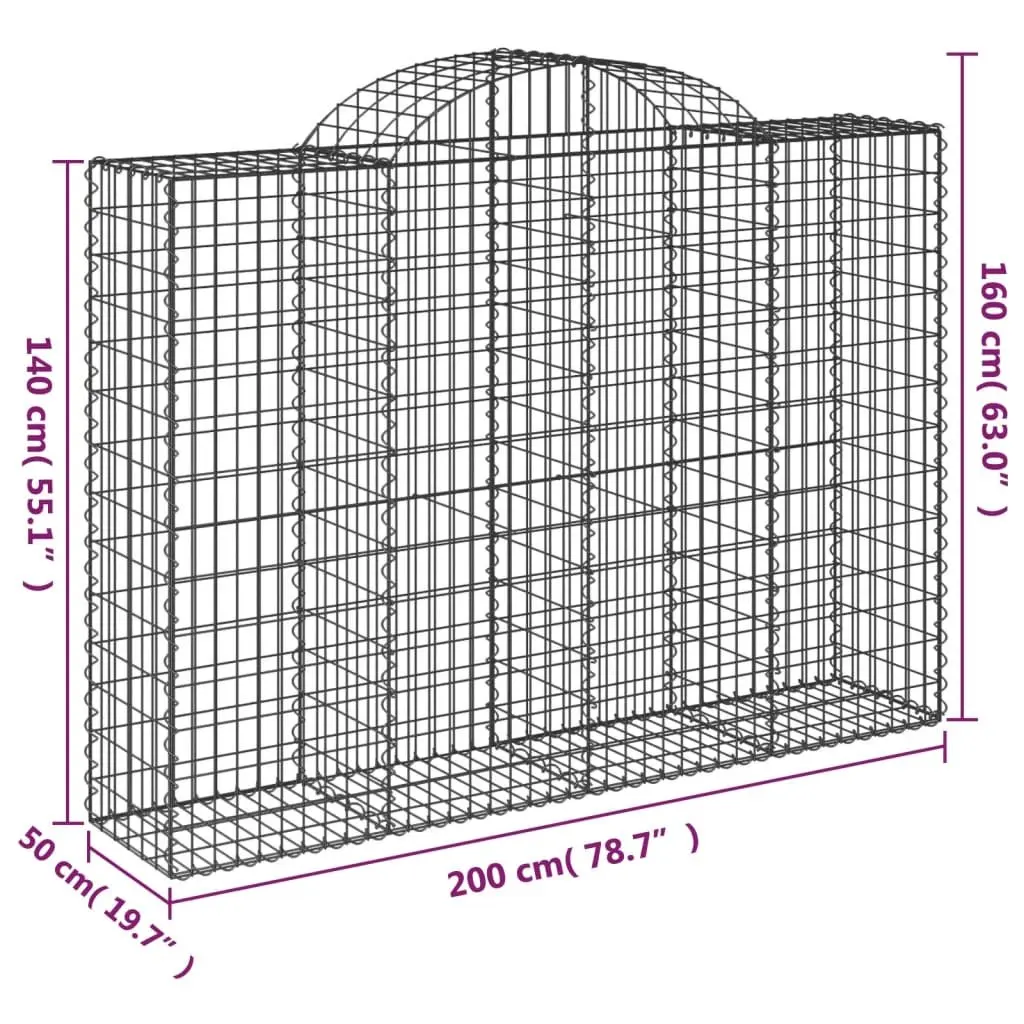 Arched Gabion Baskets Decorative Garden Retaining Wall Barrier 200 x 50 x 140160 cm 2 pcs