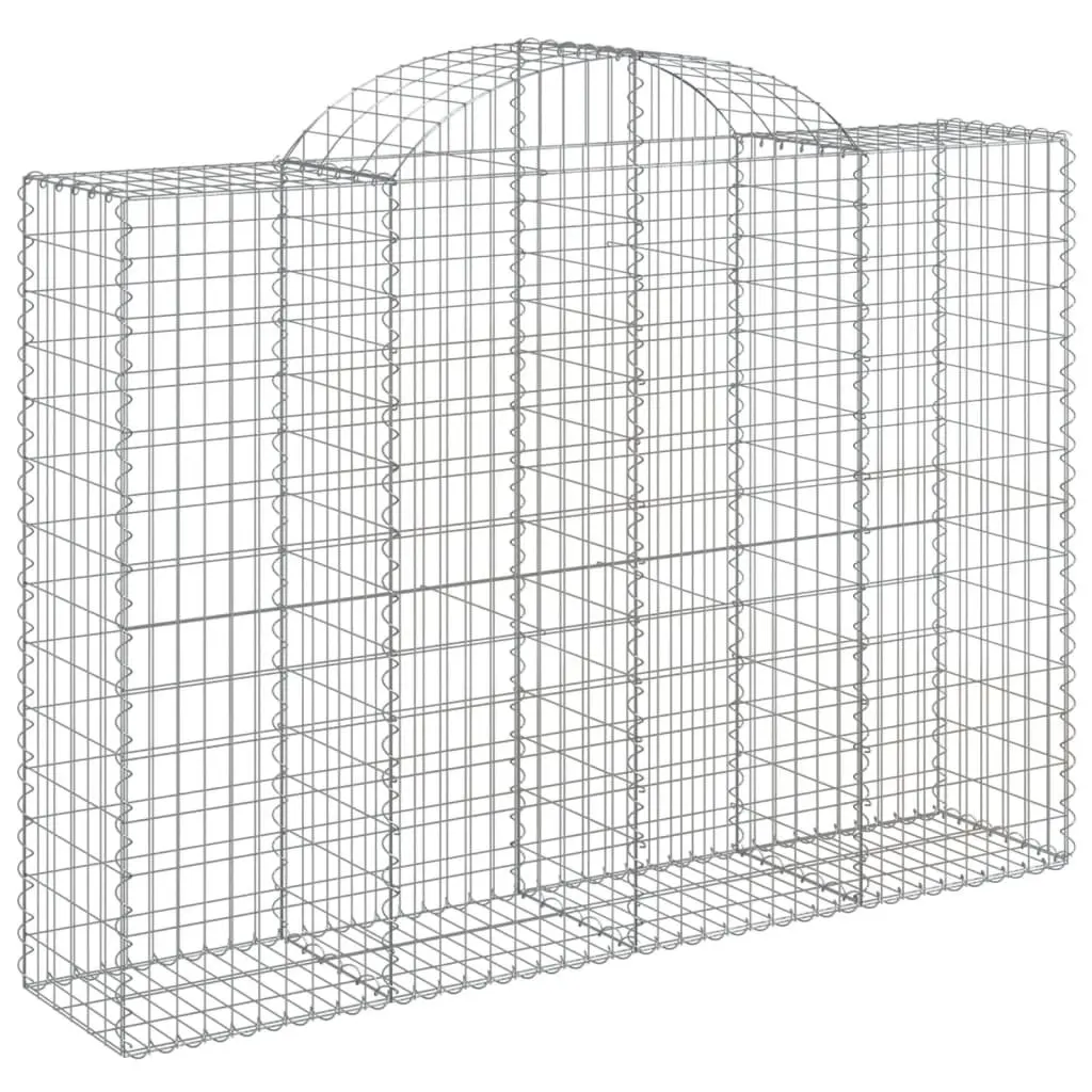 Arched Gabion Baskets Decorative Sound-Insulating Garden Barriers 3 Piece 200 x 50 x 140-160 cm