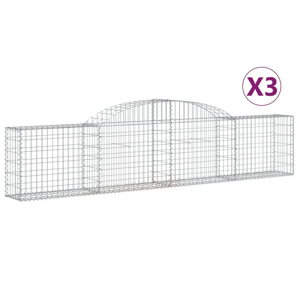 Arched Gabion Baskets Decorative Garden Barrier 300 x 30 x 60/80 cm 3 Piece