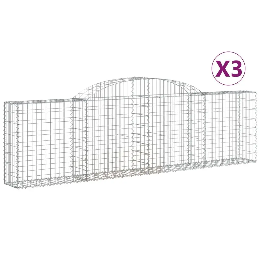Arched Gabion Baskets Decorative Sound-Insulating Garden Barrier 300x30x80/100cm 3 Piece