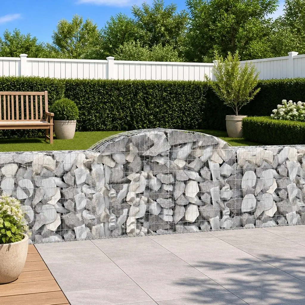 Arched Gabion Baskets Decorative Garden Barrier 300 x 30 x 80/100 cm 5 Piece