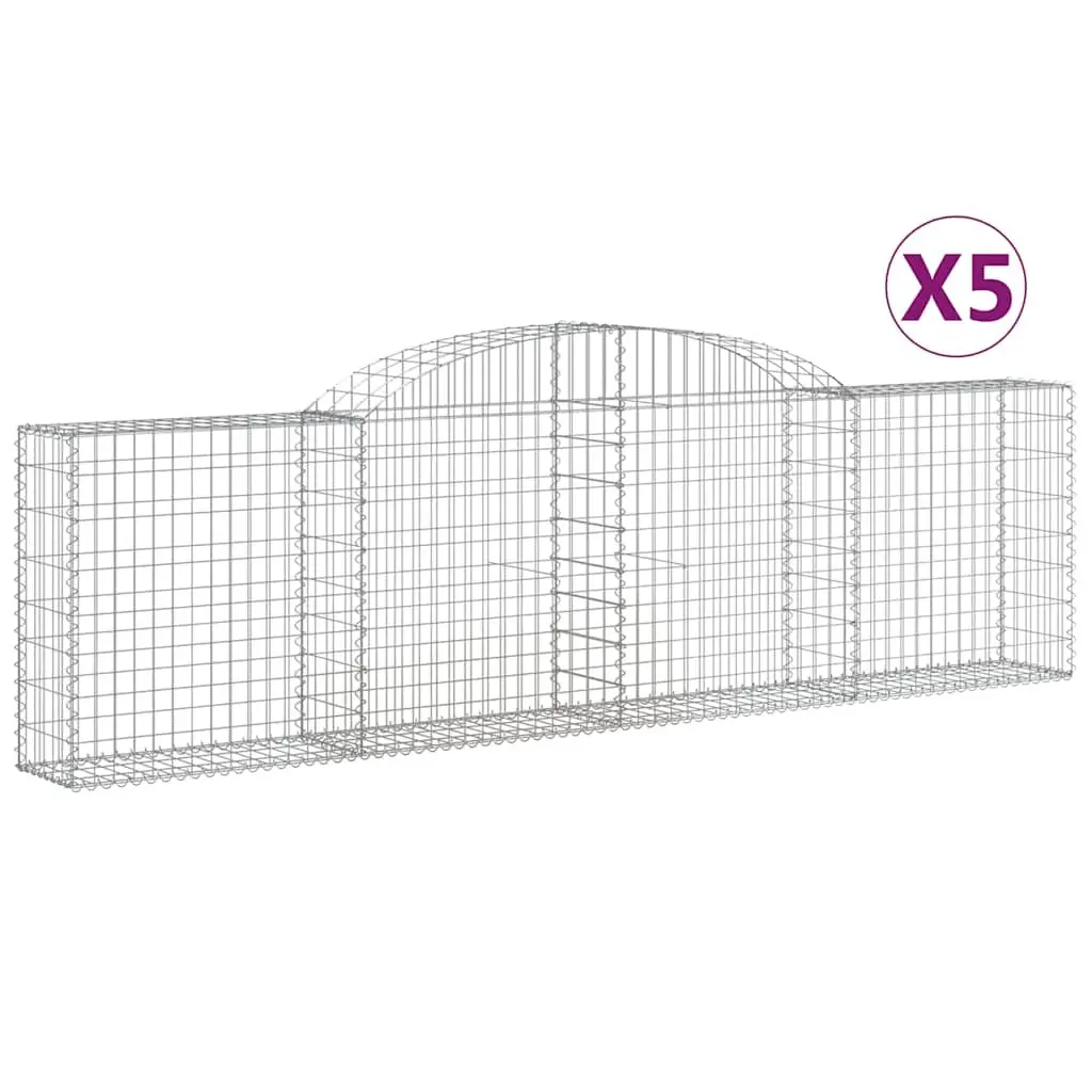 Arched Gabion Baskets Decorative Garden Barrier 300 x 30 x 80/100 cm 5 Piece