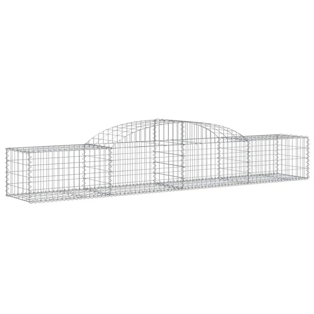 Arched Gabion Baskets Set 2 pcs Decorative Garden Retaining Wall Barrier Outdoor Silver 300 x 50 x 40/60 cm Galvanised Iron
