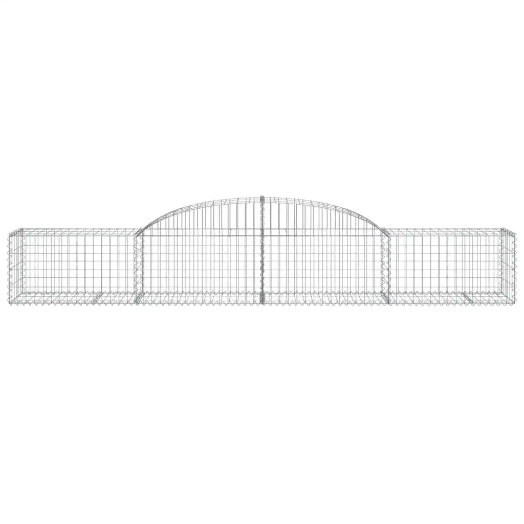 Arched Gabion Baskets Set 2 pcs Decorative Garden Retaining Wall Barrier Outdoor Silver 300 x 50 x 40/60 cm Galvanised Iron