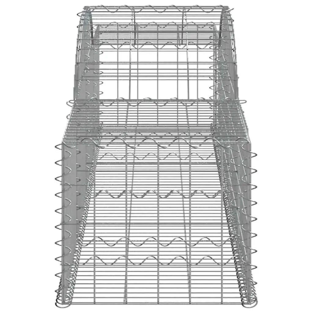 Arched Gabion Baskets Set 2 pcs Decorative Garden Retaining Wall Barrier Outdoor Silver 300 x 50 x 40/60 cm Galvanised Iron