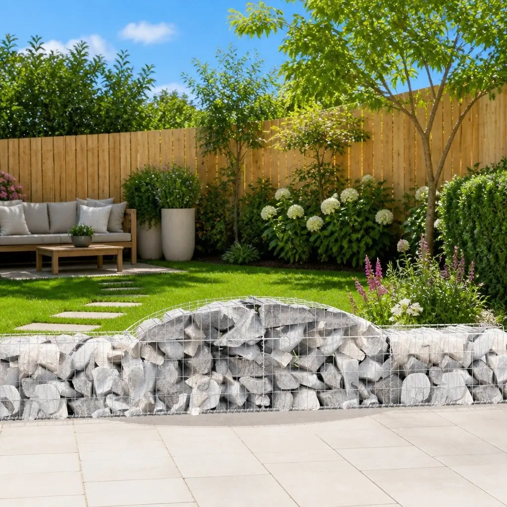 Arched Gabion Baskets Decorative Sound-Insulating Garden Barriers 300x50x40/60 cm