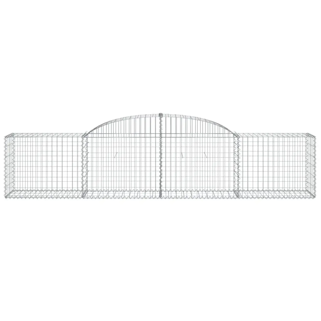 Arched Gabion Baskets Decorative Garden Barrier 300 x 50 x 60/80 cm Galvanised Iron 2 pcs