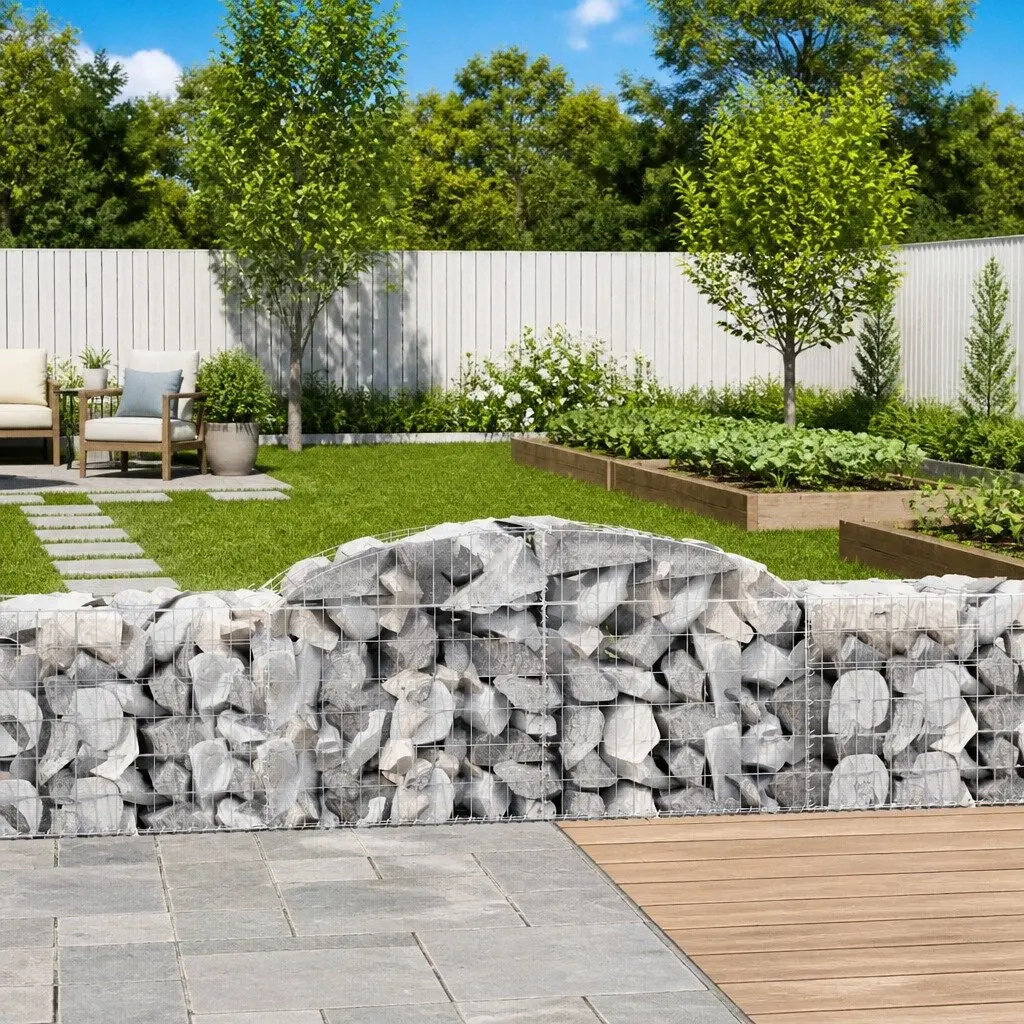 Arched Gabion Baskets Decorative Garden Retaining Wall Barrier 300 x 50 x 60-80 cm