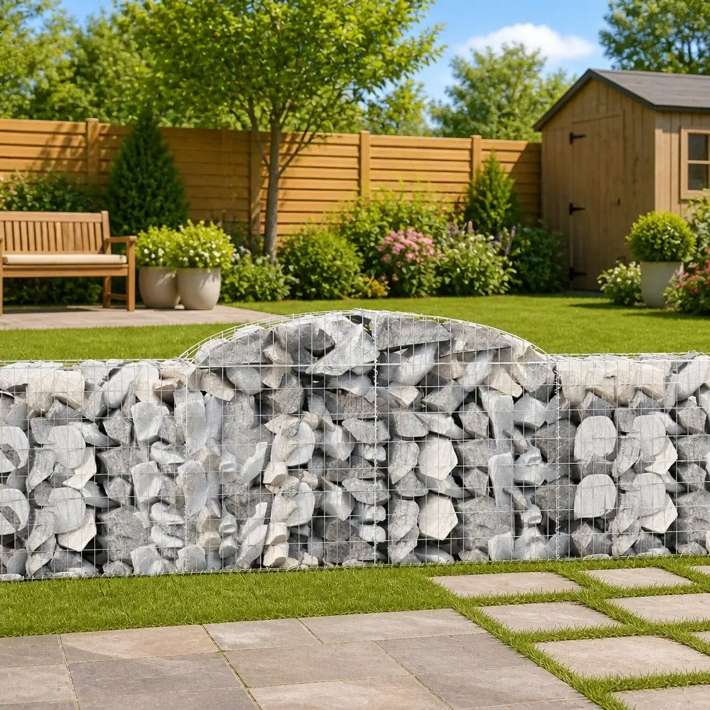 Arched Gabion Baskets Decorative Retaining 300x50x80/100cm 2pcs Garden Barrier