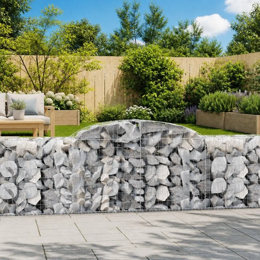 Arched Gabion Baskets Decorative Garden Barrier 300 x 50 x 80/100 cm 5 Pieces