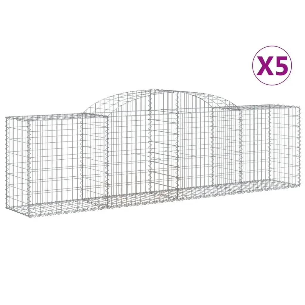 Arched Gabion Baskets Decorative Garden Barrier 300 x 50 x 80/100 cm 5 Pieces