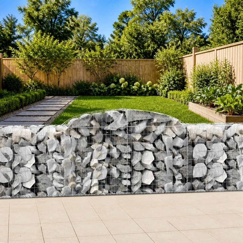 Arched Gabion Baskets 6 pcs Garden Barrier Retaining Wall Decorative Outdoor