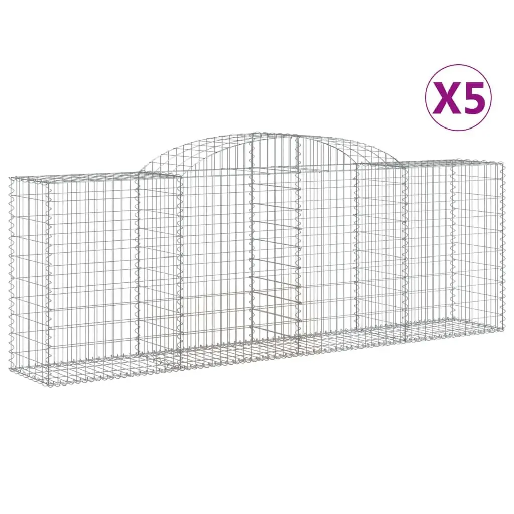Arched Gabion Baskets 5 pcs Galvanised Iron Garden Barrier Retaining Wall