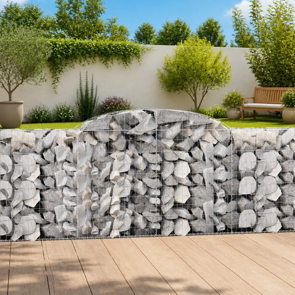 Arched Gabion Baskets Decorative Garden Barrier 300 x 50 x 100120 cm 6 pcs