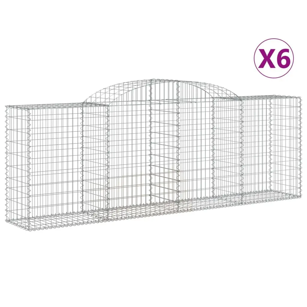 Arched Gabion Baskets Decorative Garden Barrier 300 x 50 x 100120 cm 6 pcs