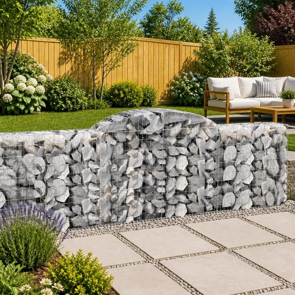 Arched Gabion Baskets Decorative Garden Barrier 300 x 50 x 100120 cm 9 Piece