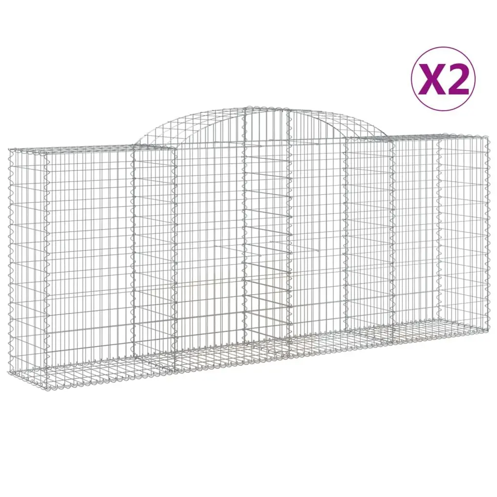 Arched Gabion Baskets Decorative Garden Barrier 300 x 50 x 120140 cm 2 pcs