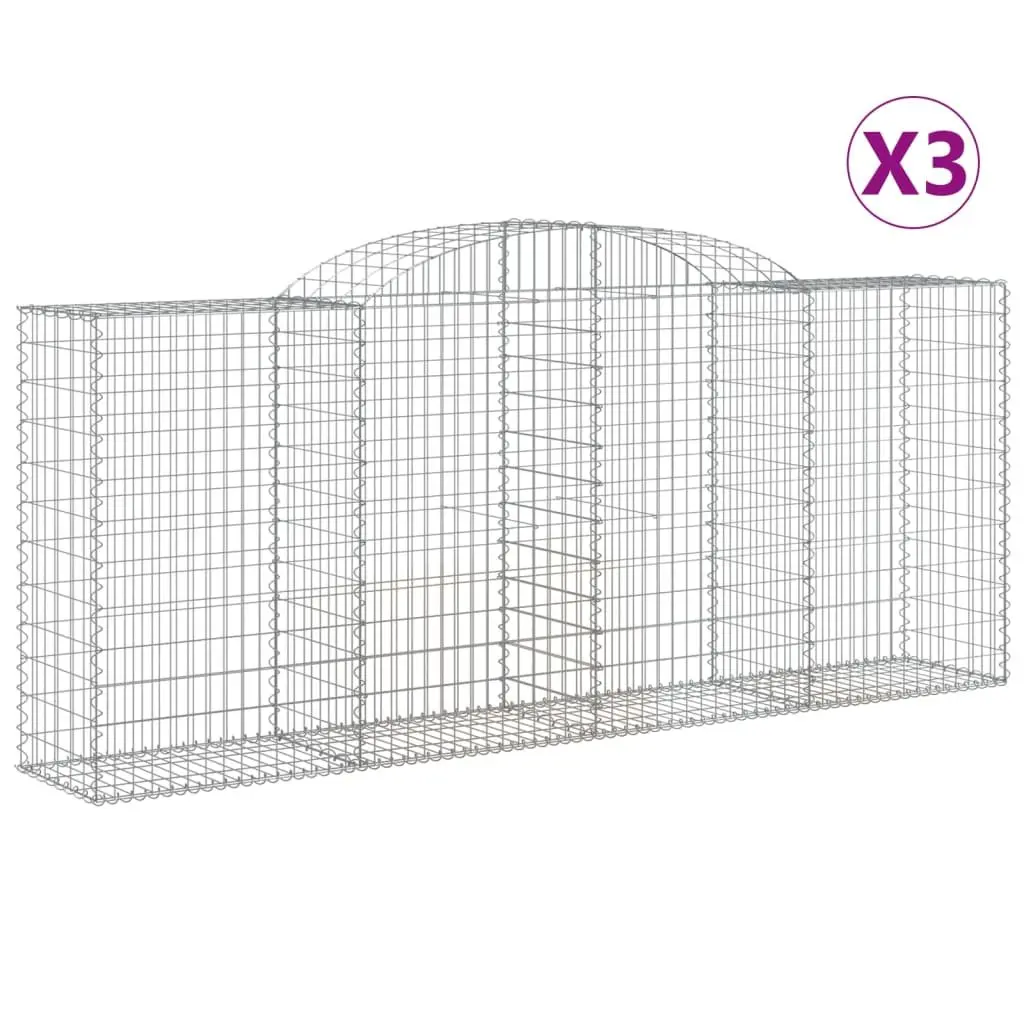 Arched Gabion Baskets Decorative Garden Barrier 300x50x120140 cm 3 Piece