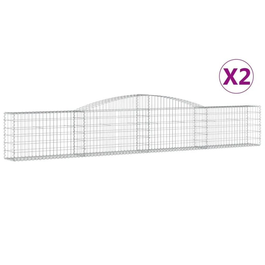Arched Gabion Baskets 2 pcs 400x30x60/80 cm Garden Retaining Wall Barrier Silver
