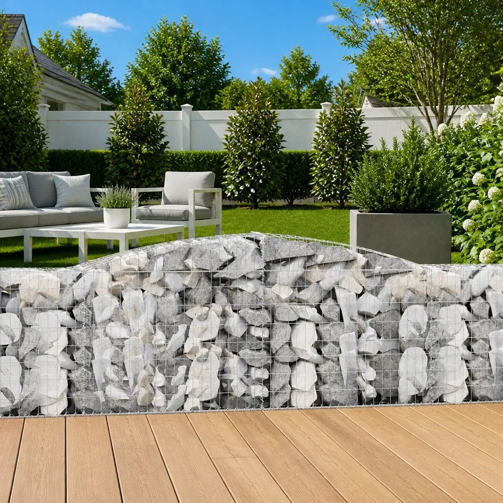 Arched Gabion Baskets 2 pcs 400x30x80/100 cm Garden Barrier Retaining Wall