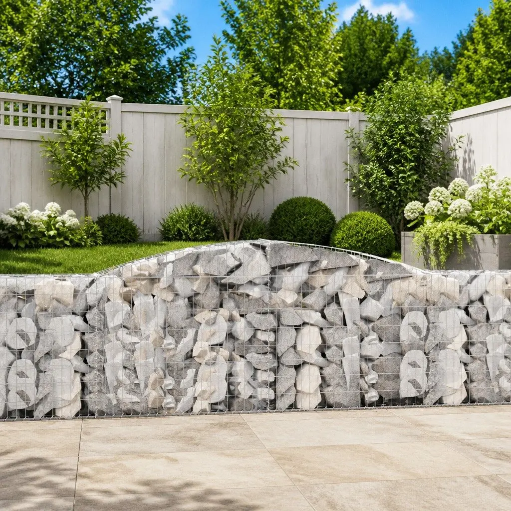 Arched Gabion Baskets Decorative Garden Barrier 400 x 30 x 80/100 cm 4 Piece