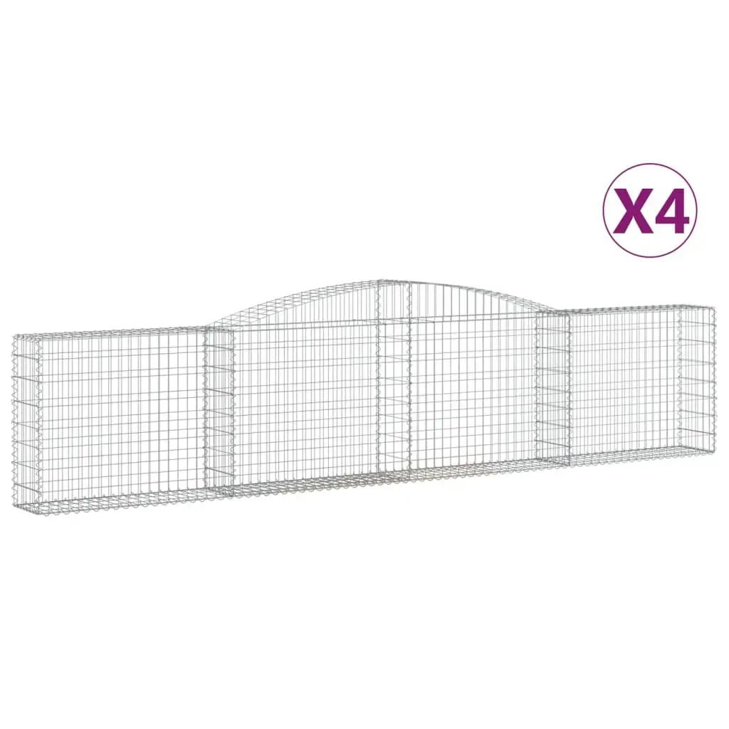 Arched Gabion Baskets Decorative Garden Barrier 400 x 30 x 80/100 cm 4 Piece