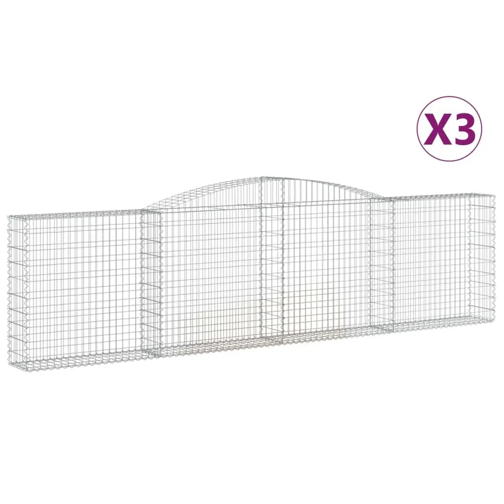 Arched Gabion Baskets 3 pcs 400x30x100/120 cm Garden Retaining Wall Decorative