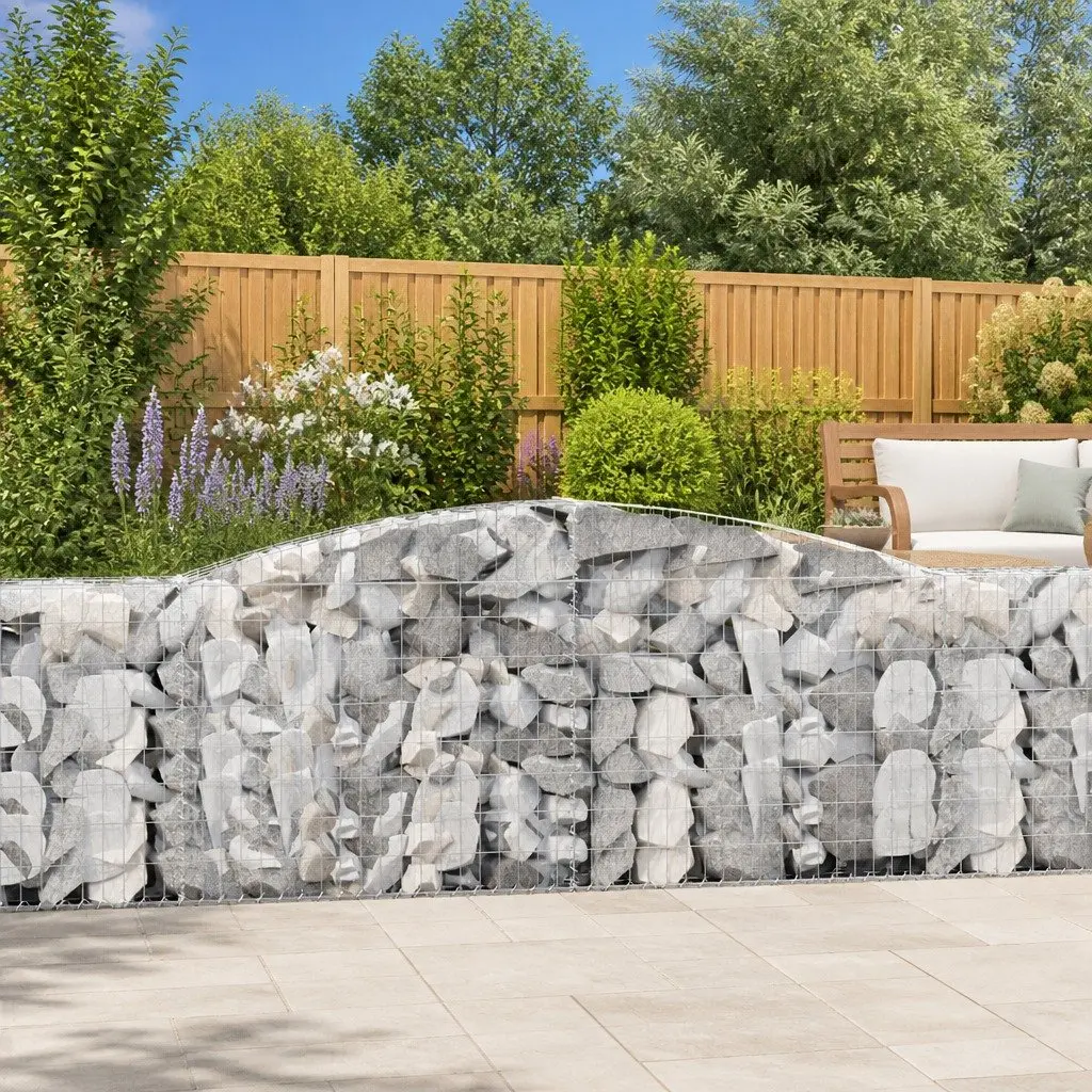 Arched Gabion Baskets Decorative 6 Piece Garden Barrier Retaining Wall
