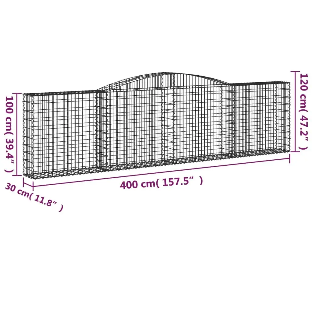 Arched Gabion Baskets Decorative 6 Piece Garden Barrier Retaining Wall