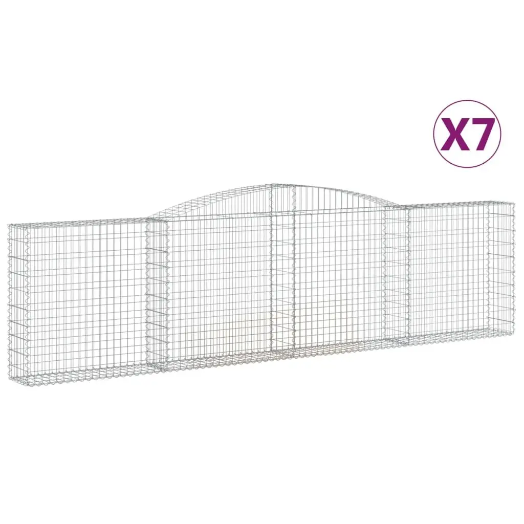 Arched Gabion Baskets Set 7 pcs Garden Retaining Wall Decorative Outdoor Barrier
