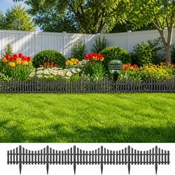Garden Lawn Edging Borders 17 Pieces 10m Anthracite PP Interconnectable Fencing