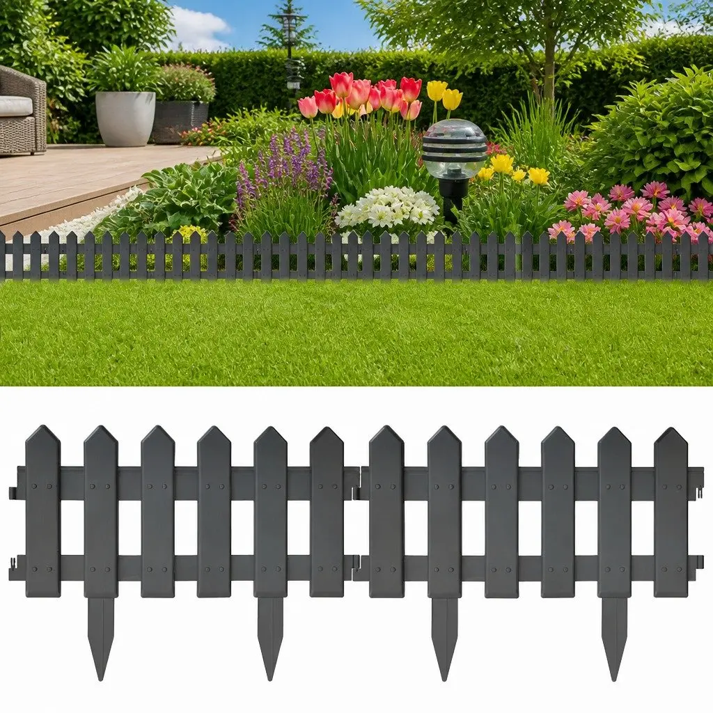 Garden Lawn Edging Border Flexible Anthracite 10m