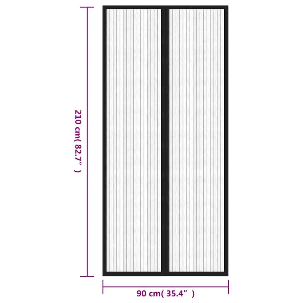 Insect Door Curtains 2 Piece Black 210x90 cm Mesh Screen with Magnet Blocks