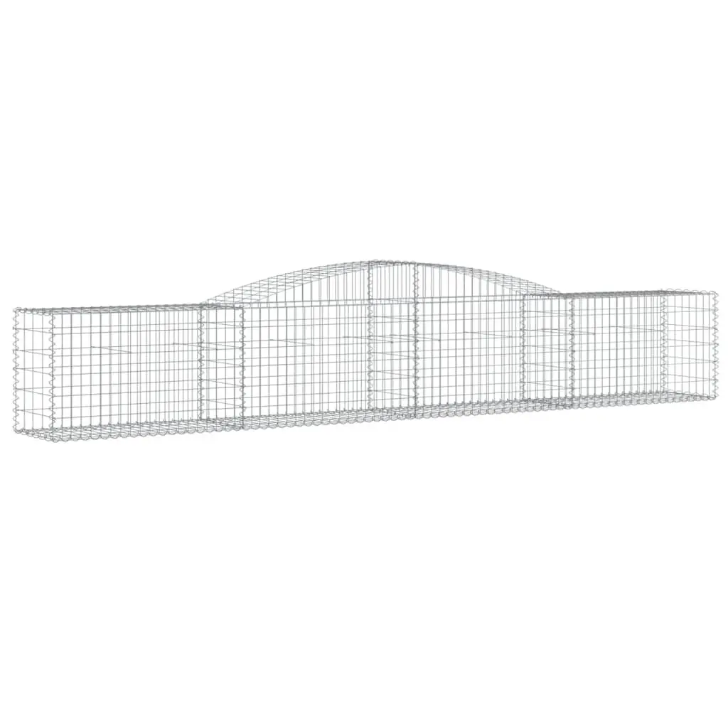 Arched Gabion Baskets Decorative Garden Barrier 3 Piece Set 400 x 50 x 60/80 cm Galvanised Iron