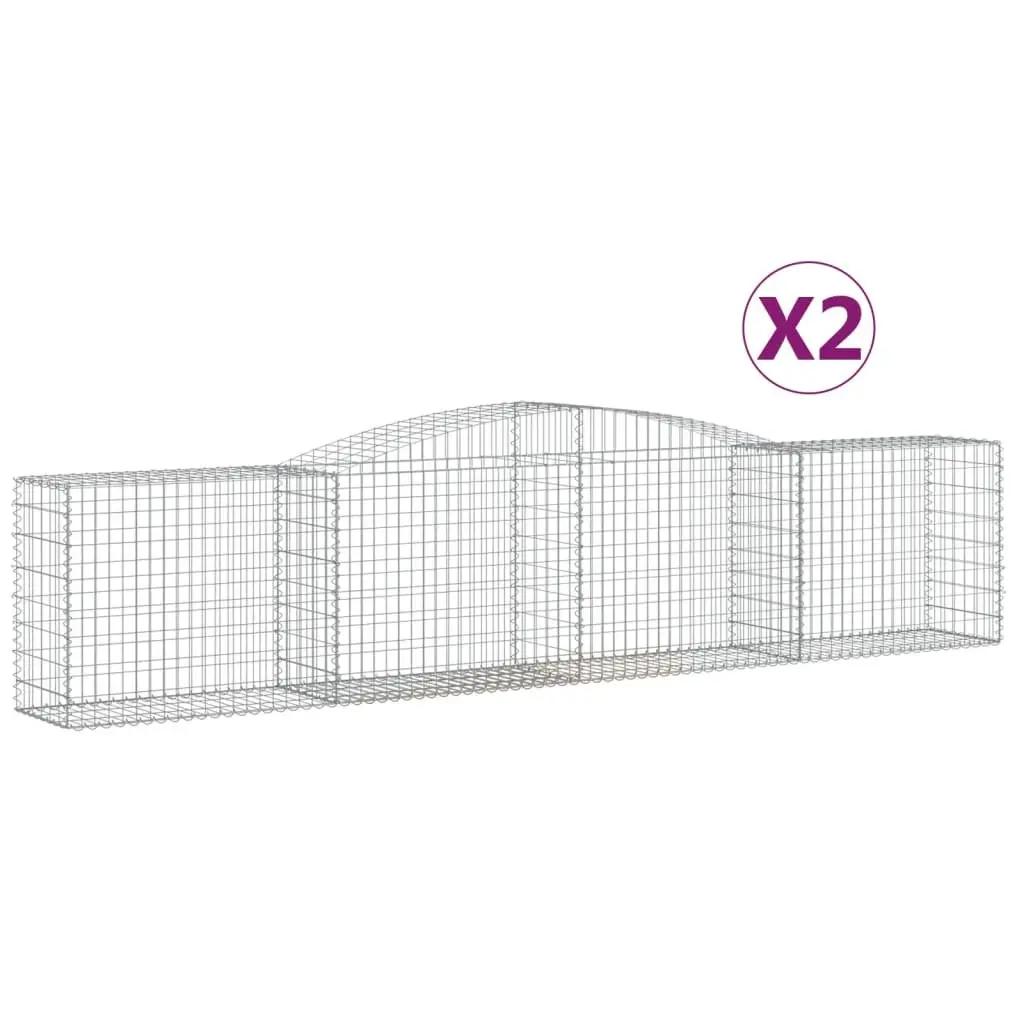 Arched Gabion Baskets Decorative Barrier 400 x 50 x 80/100 cm 2 pcs Garden Retaining Wall Outdoor