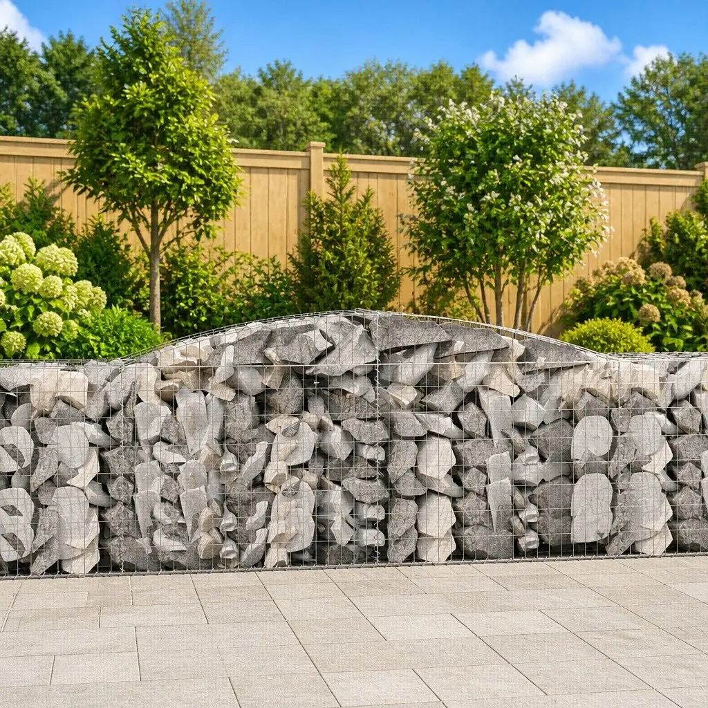 Arched Gabion Baskets Decorative Barrier 400 x 50 x 80/100 cm 3 pcs Garden Retaining Wall